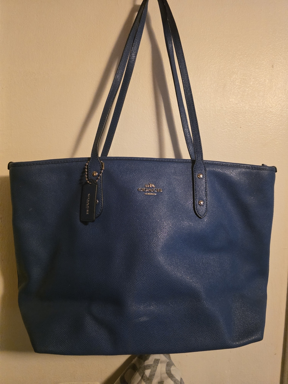 Coach Navy Blue Leather Tote with Hangtag